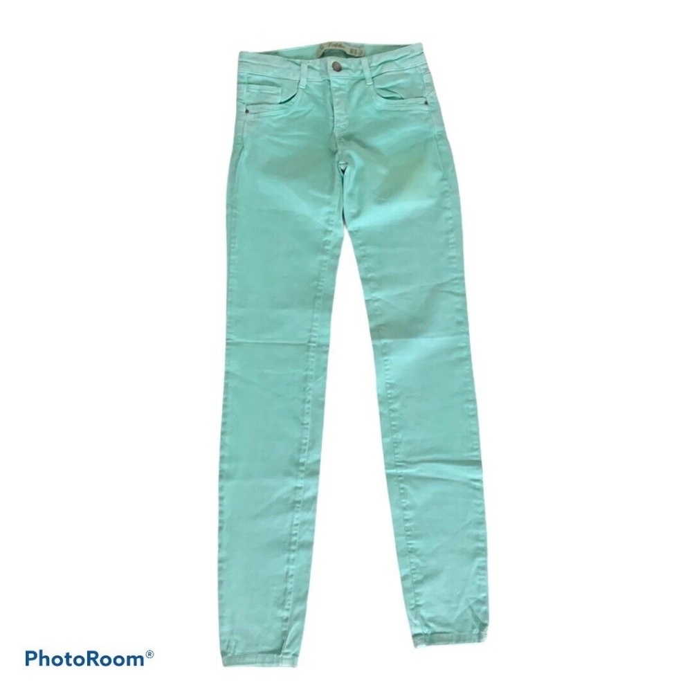 ZARA Jeans Light Green Skinny Stretch Women's 2